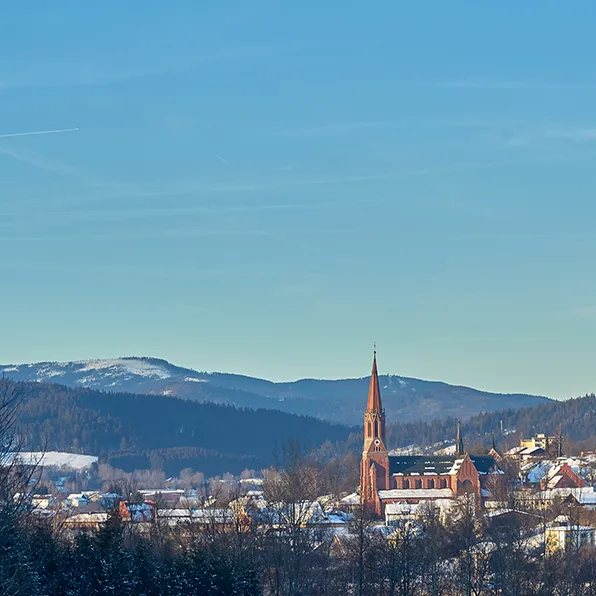 Ortsansicht der Glasstadt Zwiesel im Winter Winterliches Zwiesel